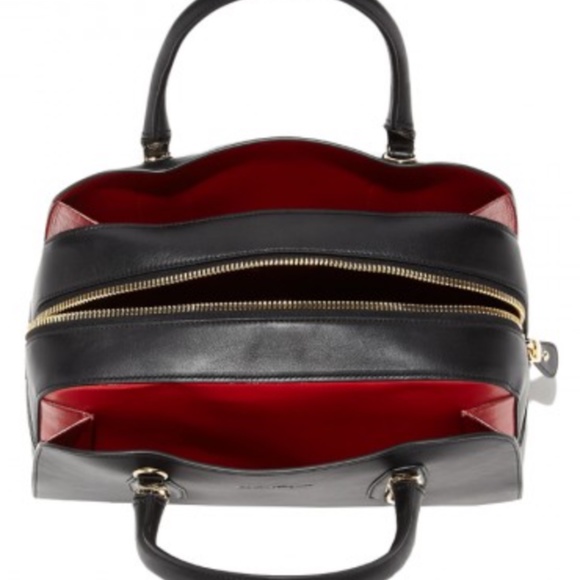 SALVATORE FERRAGAMO Emmy Leather Bag | eBay Salvatore Ferragamo Black Leather Emmy Handbag with Red Details BRAND NEW